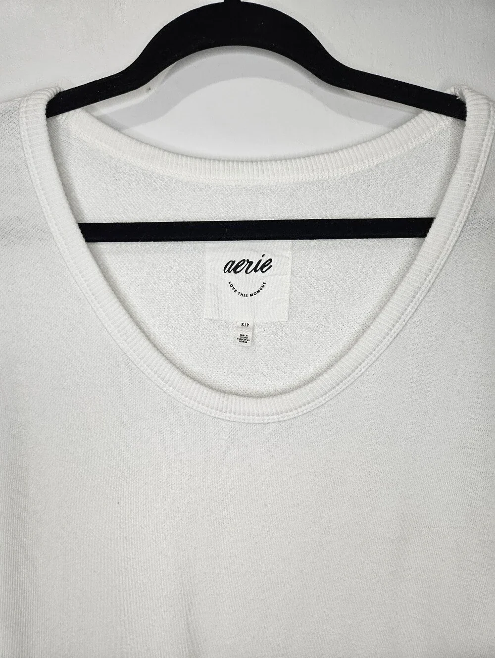 Aerie White White Oversized Scoop Neck Pullover Sweatshirt Sz S